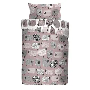 Dotty Sheep 130 TC Reversible Modern & Contemporary Duvet Cover Set Ochre / Single - 1 Standard Pillowcase