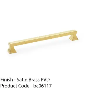 Chunky Square Pull Handle - Satin Brass 224mm Centres SOLID BRASS Drawer Door