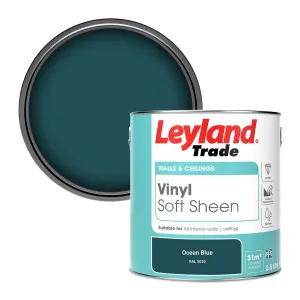 Leyland Trade Vinyl Soft Sheen Walls & Ceilings Emulsion Paint Ocean Blue (RAL 5020) - 2.5L