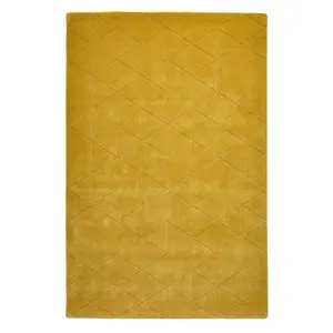 Kasbah KB2025 Geometric Wool Rugs in Ochre Yellow - 120x170cm