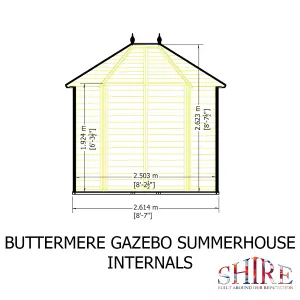 Buttermere hexagonal 8x7ft Summerhouse with 2 opening windows