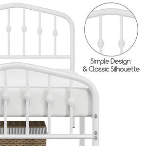 Yaheetech White 3ft Single Metal Bed Frame with Arched Headboard and Footboard