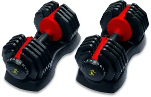 Strongology Urban25 Pair Home Fitness Black Red Adjustable Smart Dumbbells from 2.5kg up to 25kg Training Weights