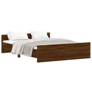 Berkfield Bed Frame with Headboard and Footboard Brown Oak 160x200 cm