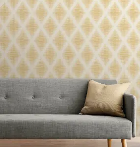 Fine Decor TC25257 Diamond Wallpaper, Mustard