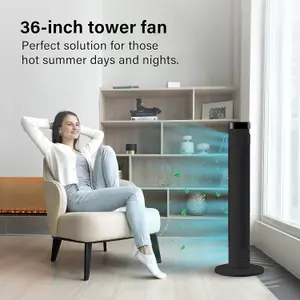 36" Tower Fan Electric Cooling Fan with Remote Control Oscillating Fan Quiet - Black