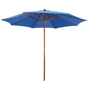 Berkfield Parasol with Wooden Pole 300x258 cm Blue