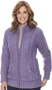 Chums Fleece Lined Zip Cardigan - Lavender