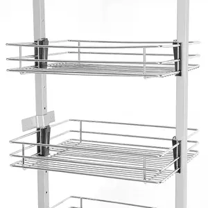 6 Tier Metal Pull out Storage Basket Tall and Narrow Cabinet Basket Shelf H 215 cm x W 25 cm x D 46 cm