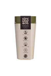 Circular Coffee Cup 12oz Cream & Honest Green