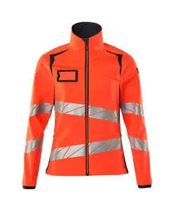 Mascot Accelerate Safe Ladies Fit Softshell Jacket (Hi-Vis Red/Dark Navy)  (XXXXX Large)