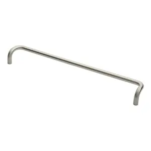 Cranked Door Pull Handle 19mm Dia 600mm Fixing Centres Satin Steel