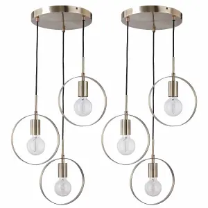 First Choice Lighting Set of 2 Hailey Brushed Gold Cluster 3 Lights