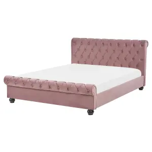 Velvet EU King Size Bed Pink AVALLON