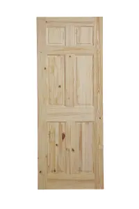 Fortia 6 panel Unglazed Victorian Natural Pine veneer Internal Timber Door, (H)1981mm (W)838mm (T)35mm