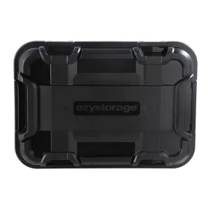 Ezy Storage Bunker tough Black 80L Large Stackable Wheeled Storage box with Lid