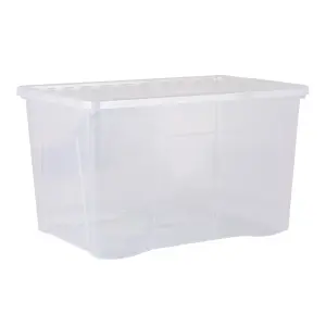 Wham Crystal 102L Large Plastic Storage Boxes With Lids - Pack of 4. Clear, Strong Made in UK Clear