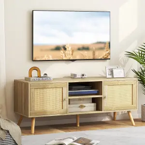 Costway TV Stand for TVs up to 55" Rattan Media Console Table