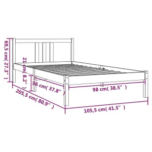 Berkfield Bed Frame White Solid Wood 100x200 cm