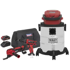 Sealey 3 x 20V SV20 Series Tool Vac Combo Lightweight - 2 Batteries CP20VCOMBO5