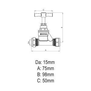 Brass Stopcock 15mm Compression Shut Off Valve BS1010