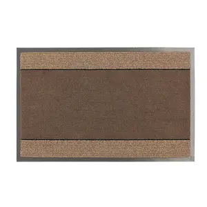 JVL Miracle Machine Washable Barrier Doormat 40x60cm Brown