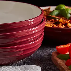 Barbary & Oak Foundry Pasta Bowls, Set of 4 Red