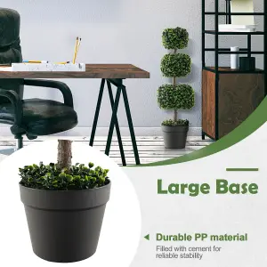 Costway 75CM Artificial Boxwood Topiary Tree Faux Triple Square Shaped Plant Plastic Pot