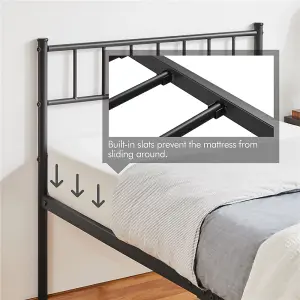 Yaheetech Black 3ft Single Metal Bed Frame with Slatted Headboard and Footboard