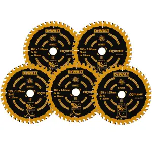 5x Dewalt DT10301 Circular Saw Blade 165 x 20mm x40 Tooth Extreme Framing DWE550