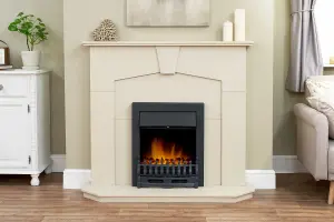 Adam Abbey Fireplace in Stone Effect with Blenheim Electric Fire in Black, 48 Inch