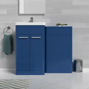 Nes Home Matt Blue 1000mm Freestanding Cabinet Ceramic Basin & WC Unit