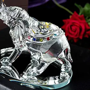 London Boutique Decorative Crystal Glass Animal Elephant Ornament Figurines Giftware Present Mother Child (Single)