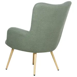 Wingback Chair VEJLE with Footstool Boucle Light Green