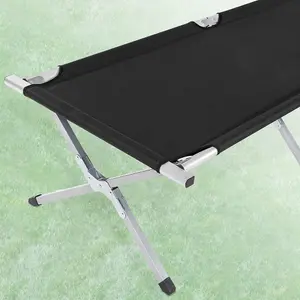 Camp Bed - foldable camping cot, 150 kg load capacity - black