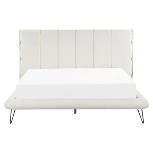 Faux Leather EU King Size Bed White BETIN