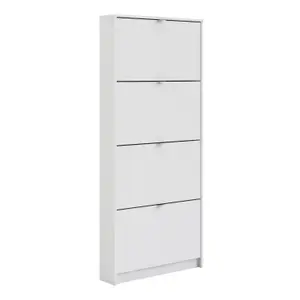 Shoes Shoe cabinet  w. 4 tilting doors and 1 layer White