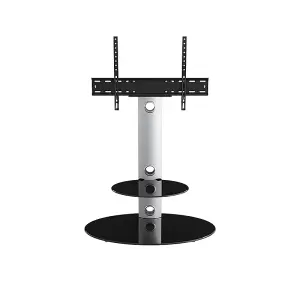 AVF Lugano 80cm Oval Pedestal TV Stand - Silver and Black Glass