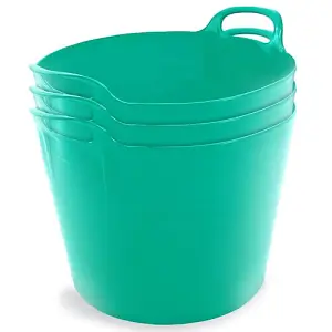 42L Duck Egg Blue Flexi Tubs- Multi Purpose Flexible Storage Container Buckets- Set of 3