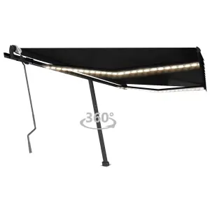 Berkfield Manual Retractable Awning with LED 450x300 cm Anthracite