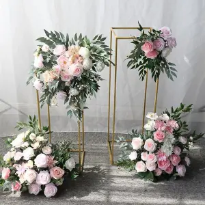 Metal Rectangular Flower Stand Pedestal Wedding Party Ornament 60cm (H)