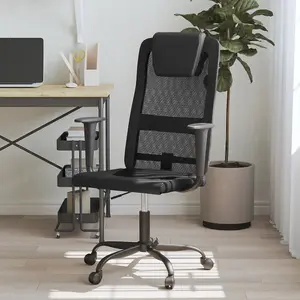 Berkfield Office Chair Black Mesh Fabric and Faux Leather