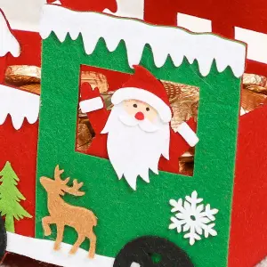 Set of 4 Red Felt Santa Train Christmas Gift Bags