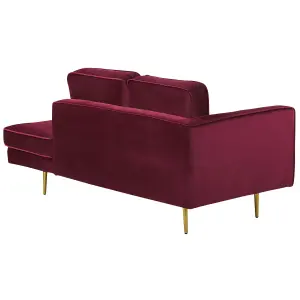 Left Hand Velvet Chaise Lounge Dark Red MIRAMAS