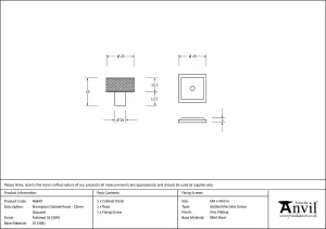 From The Anvil Polished SS (304) Brompton Cabinet Knob - 25mm (Square)