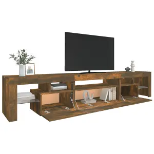 Berkfield TV Cabinet with LED Lights Smoked Oak 215x36.5x40 cm