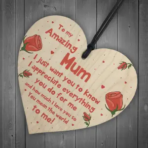 Quirky Gift For Mum Birthday Christmas Wood Heart Gift For Her From Daughter Son Keepsake