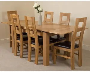 Richmond 140cm - 220cm Oak Extending Dining Table and 6 Chairs Dining Set with Yale Chairs