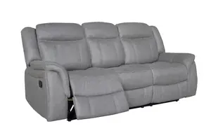 DOVER 3 Seater and 2 Seater Manual Recliner Sofas Suite in Grey Faux Suede