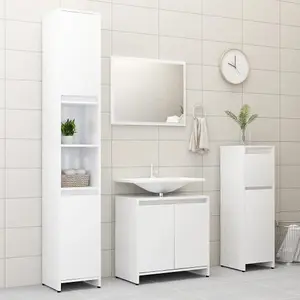 Berkfield Bathroom Furniture Set High Gloss White Engineered Wood